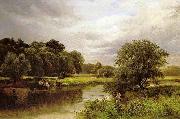 George Turner Fishing on the Trent oil on canvas